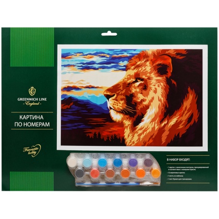 картина по номерам greenwich line "царь зверей" a3, с акриловыми красками, картон, европодвес (кк_37